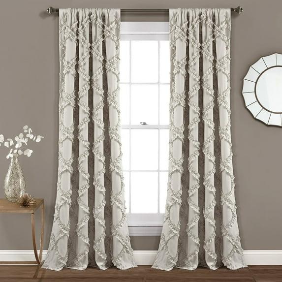 Lush Decor Ruffle Diamond Polyester Semi Sheer Curtain Pair (Set of 2)