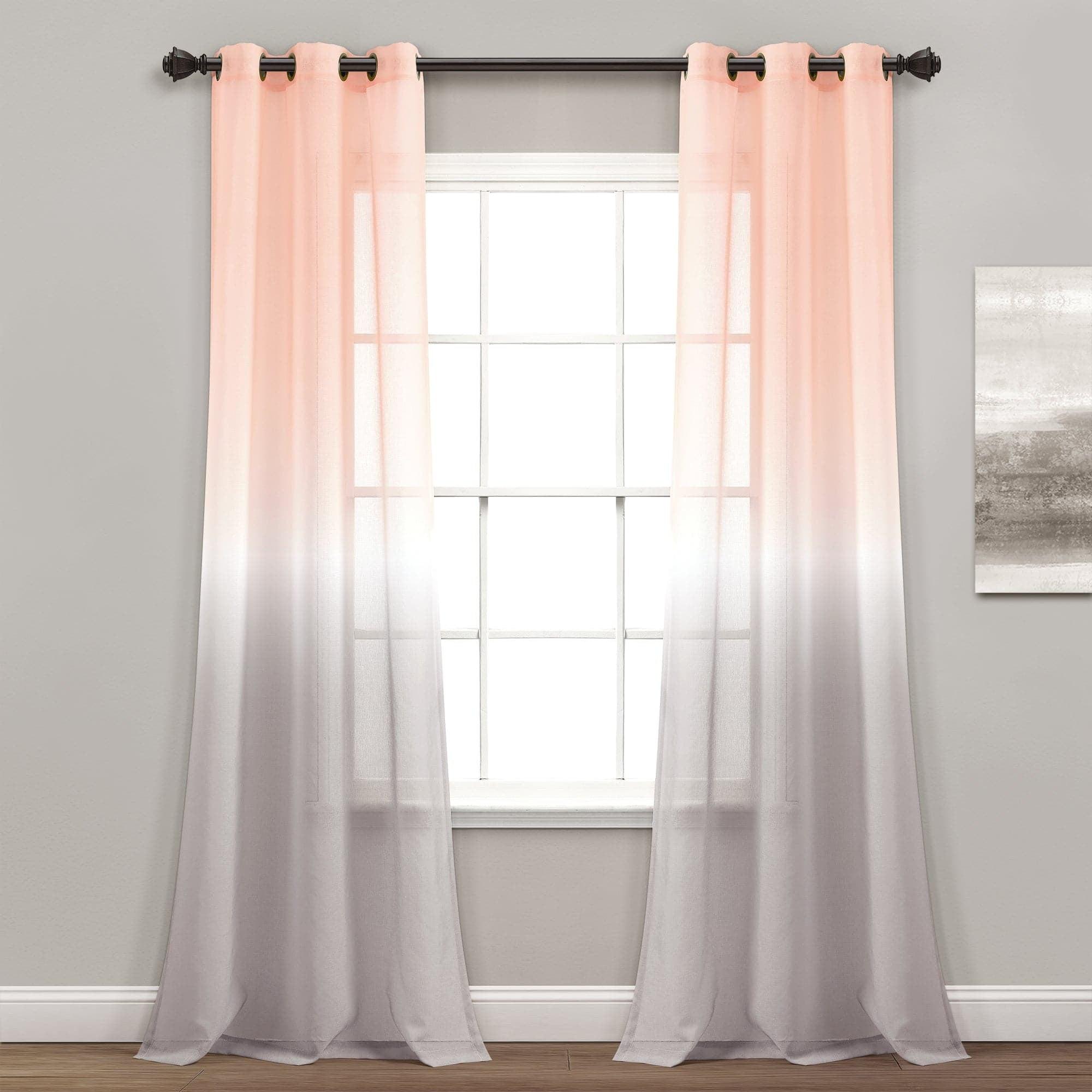 Blush Gray Ombre Sheer Grommet Top Window Curtains, 84" x 38"