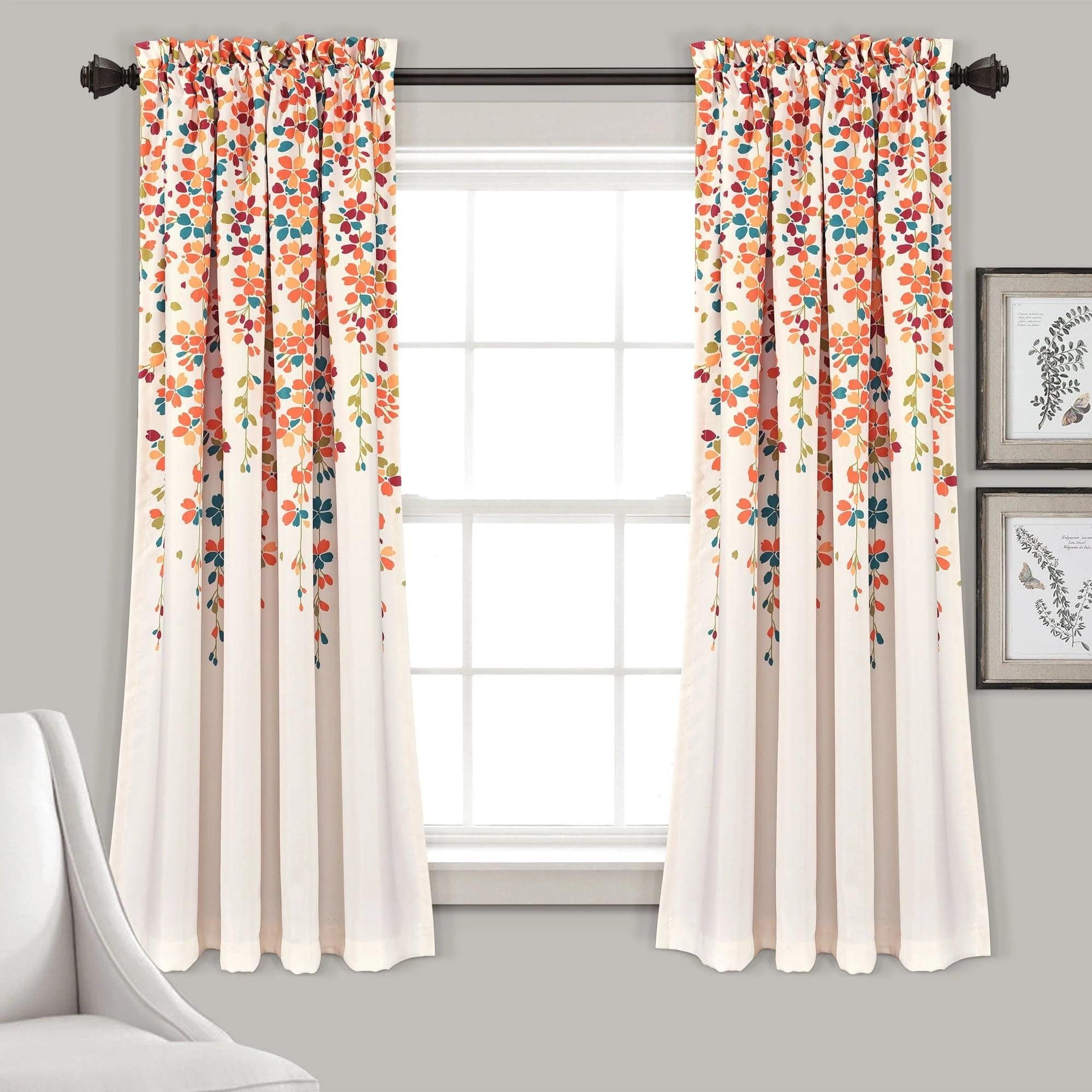 Lush Decor Weeping Flowers Floral Room Darkening Thermal Rod Pocket Curtain Panels (Set of 2)