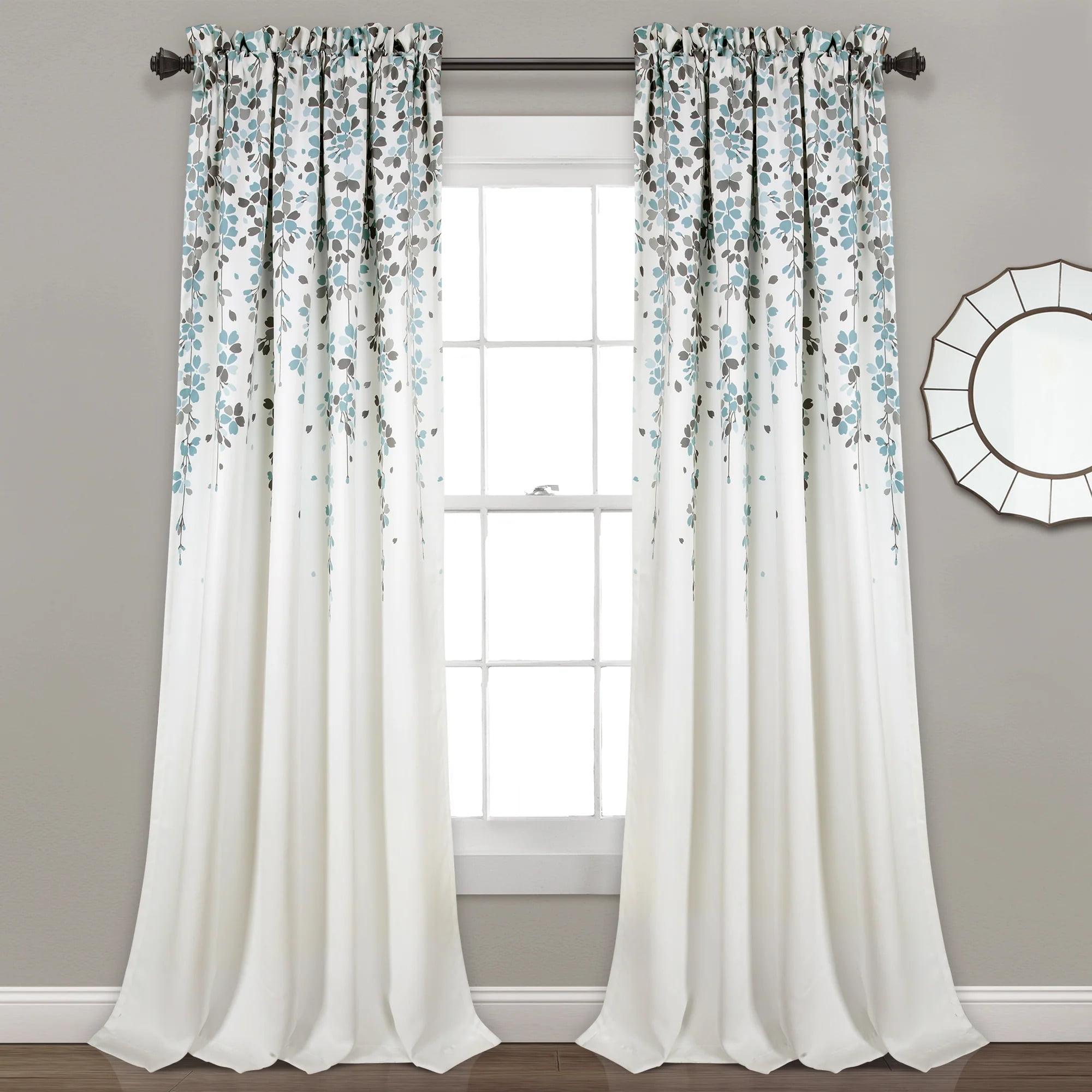 Lush Decor Weeping Flowers Floral Room Darkening Thermal Rod Pocket Curtain Panels (Set of 2)