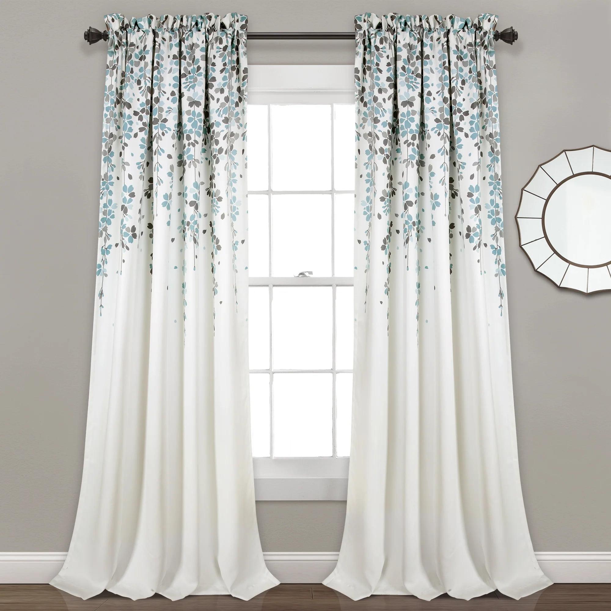 Weeping Flowers Polyester Room Darkening Curtain Pair (Set of 2)