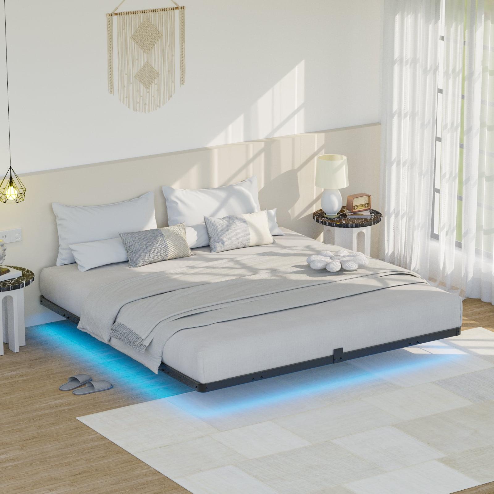 Alwyn Home Floating Bed Frame With Led Lights Metal Platform Bed, No Squeak