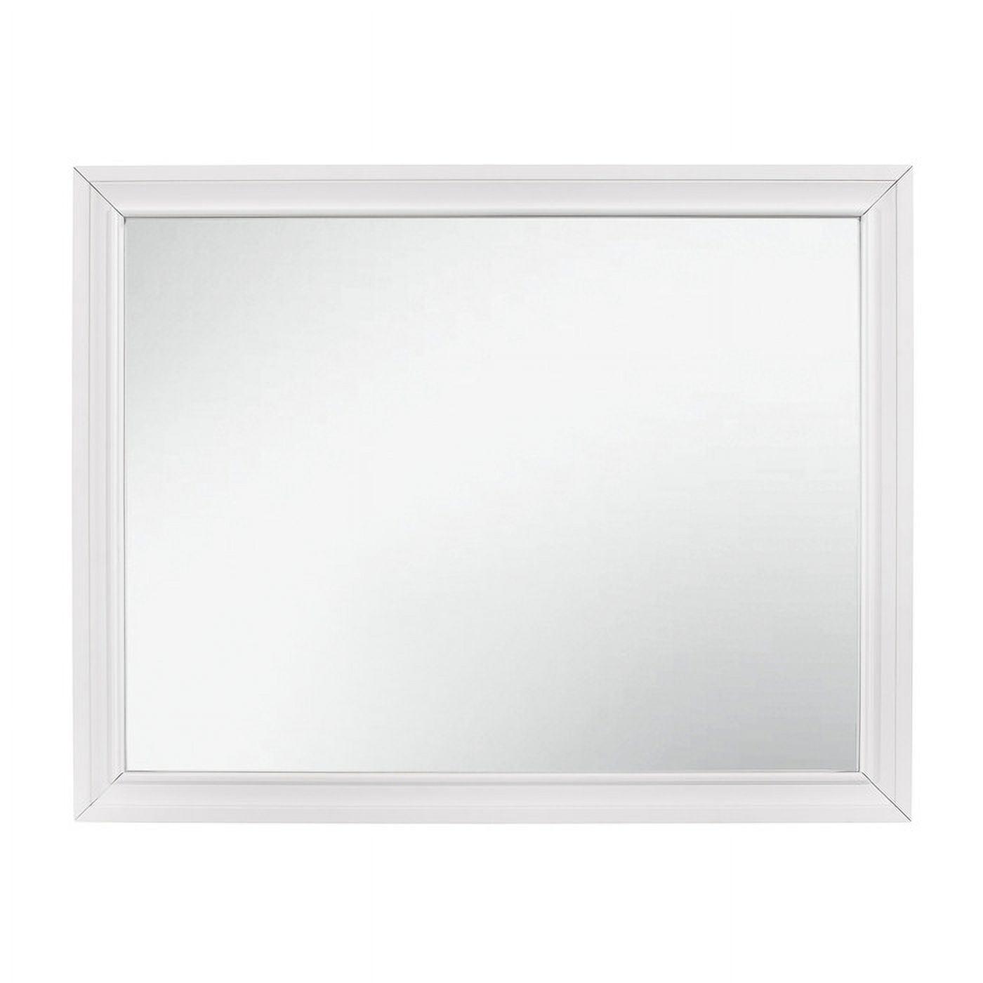 Luster White Rectangular Transitional Wood Mirror