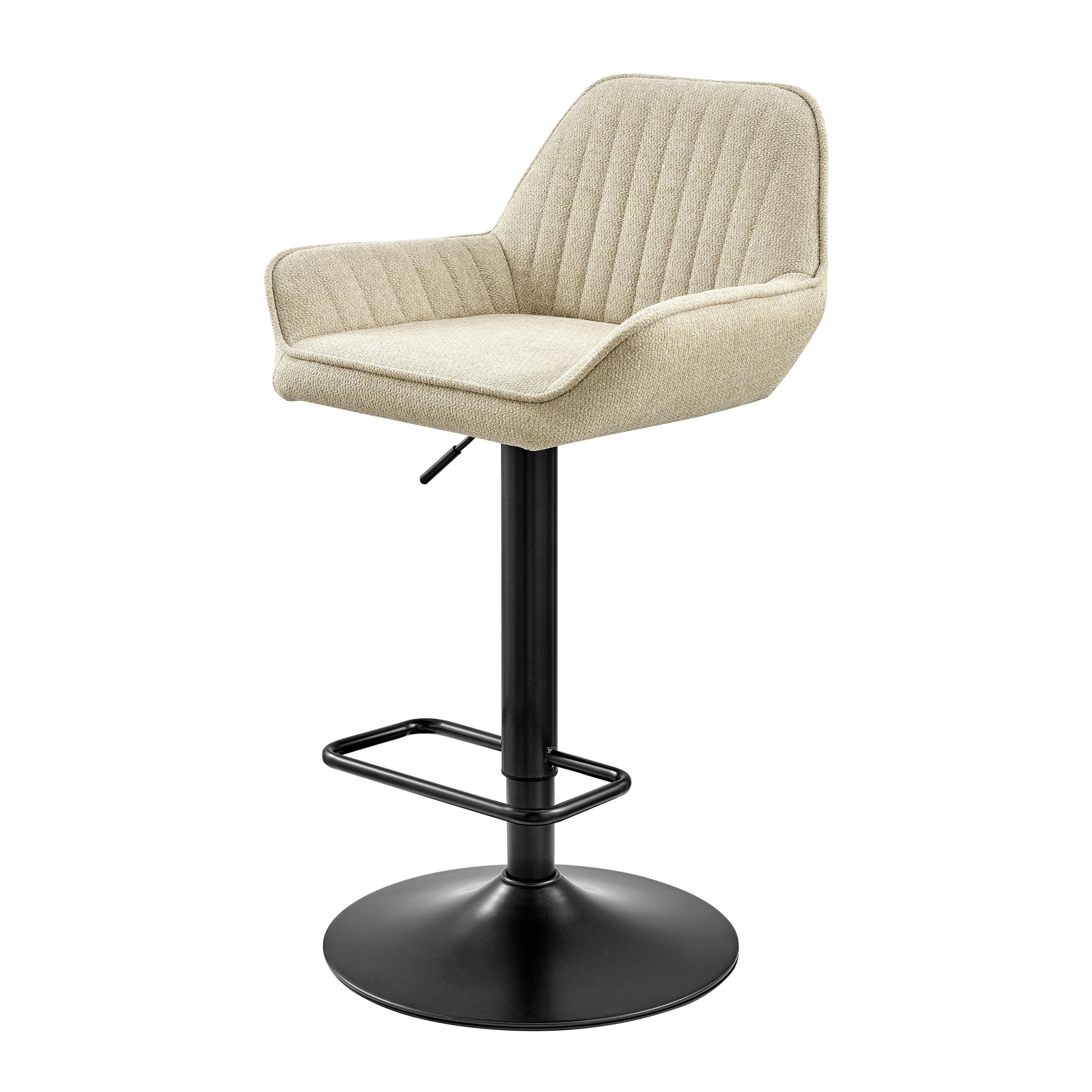 Luther Cream Adjustable Swivel Bar Stool with Metal Base