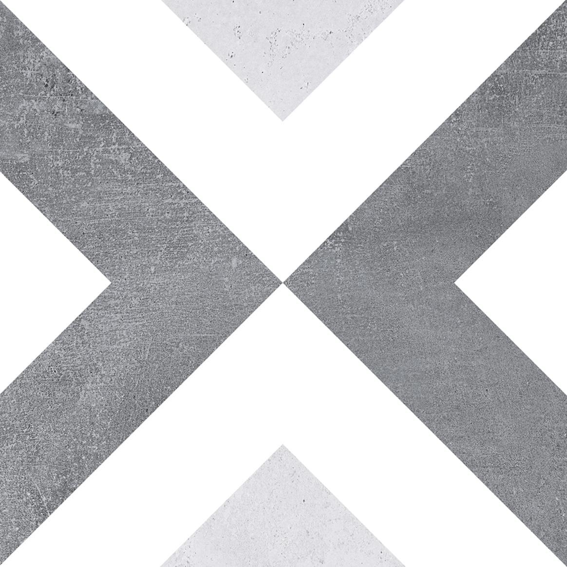 Luv Ahava 8" Gray and White Geometric Porcelain Tile