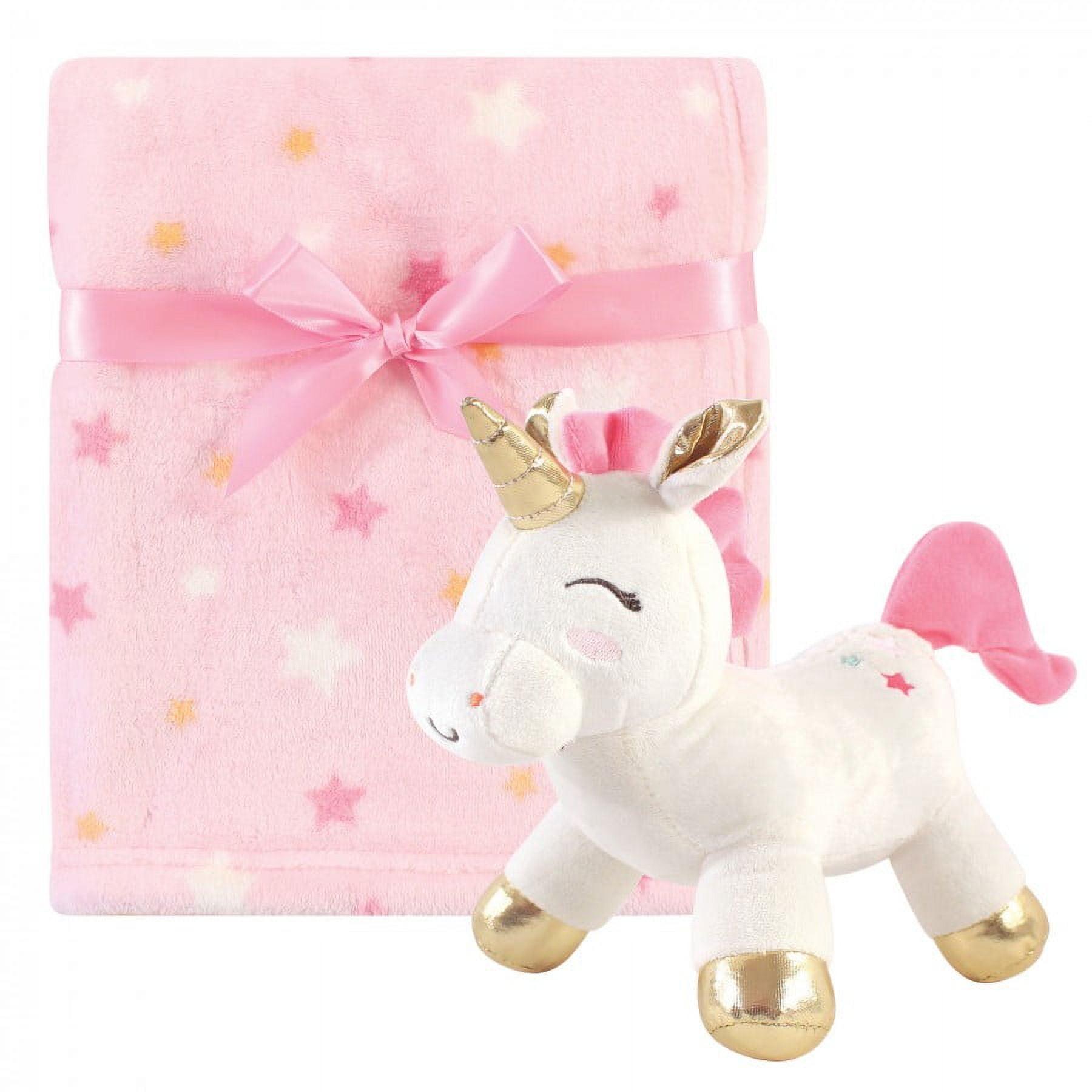 Luvable Friends Baby Girl Unicorn Themed Baby Bedding Set, Unicorn Blanket And Toy, One Size