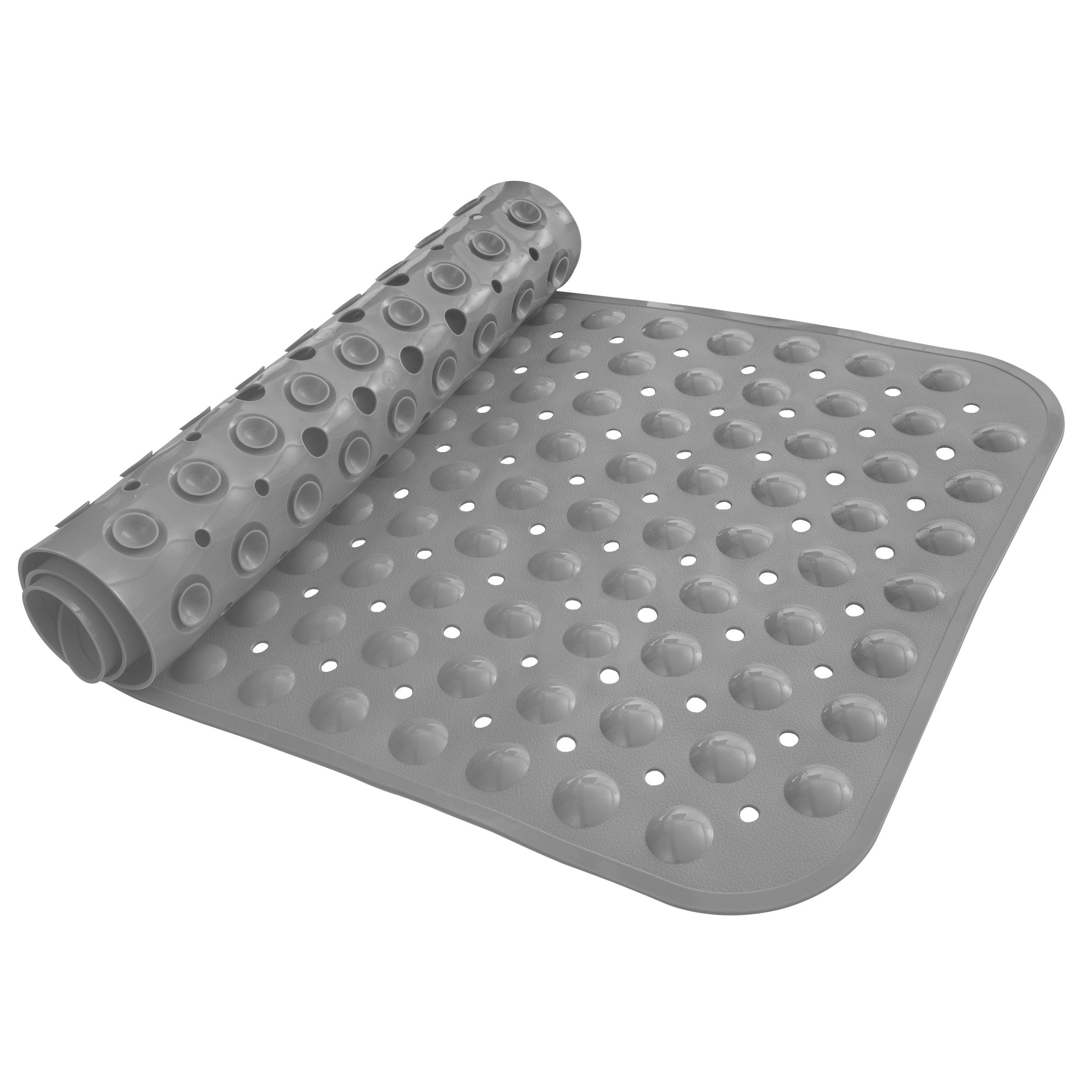 Lux Decor Collection Bath Tub Mat Non-Slip 40 x 16 Inch - Shower Mat for Bathtub with Suction Cups - Machine Washable (Gray)