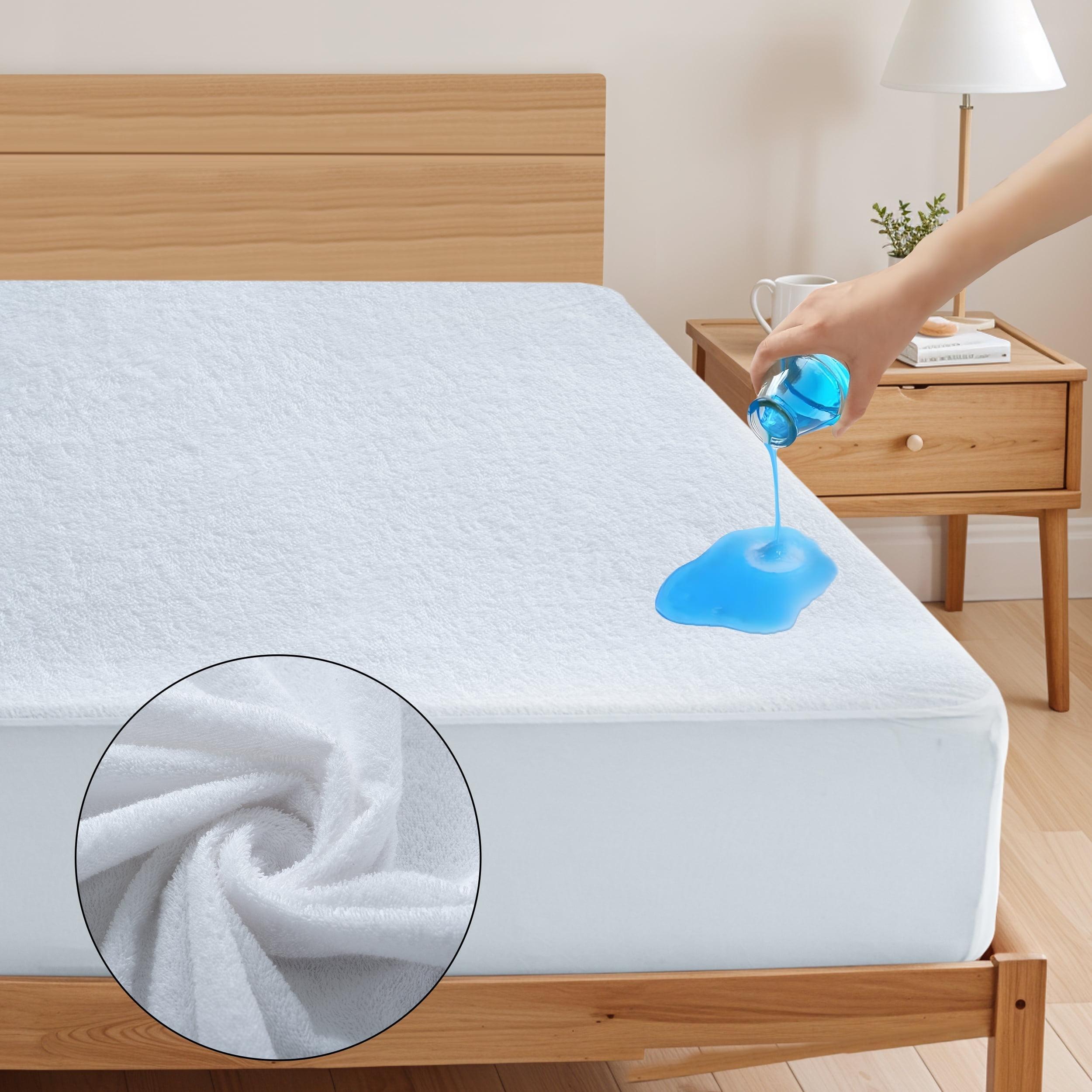 Lux Decor Collection Poly Cotton Terry Top Fitted Mattress Protector Waterproof Hypoallergenic