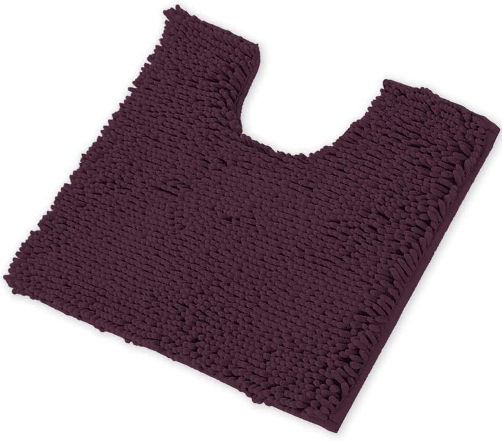 LuxUrux Soft & Plush Shaggy Plum Chenille Microfiber Bath Rug, 20" x 20'', Non-Slip Backing