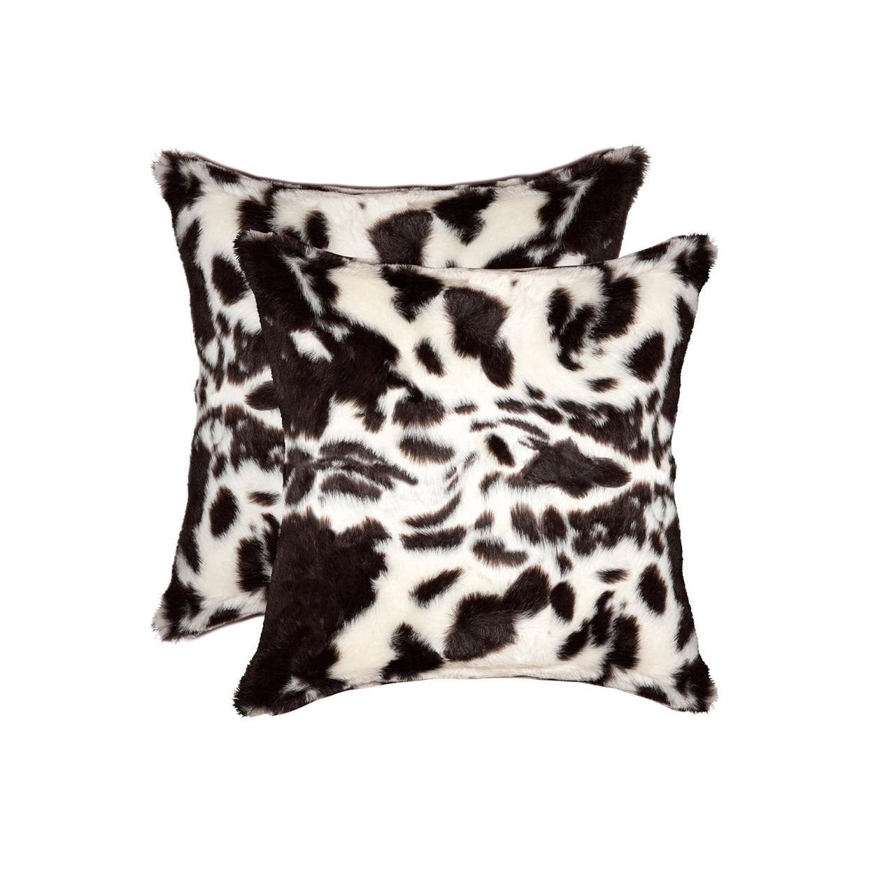 Luxe Belton Animal Print Faux Fur Throw Pillow (Set of 2)