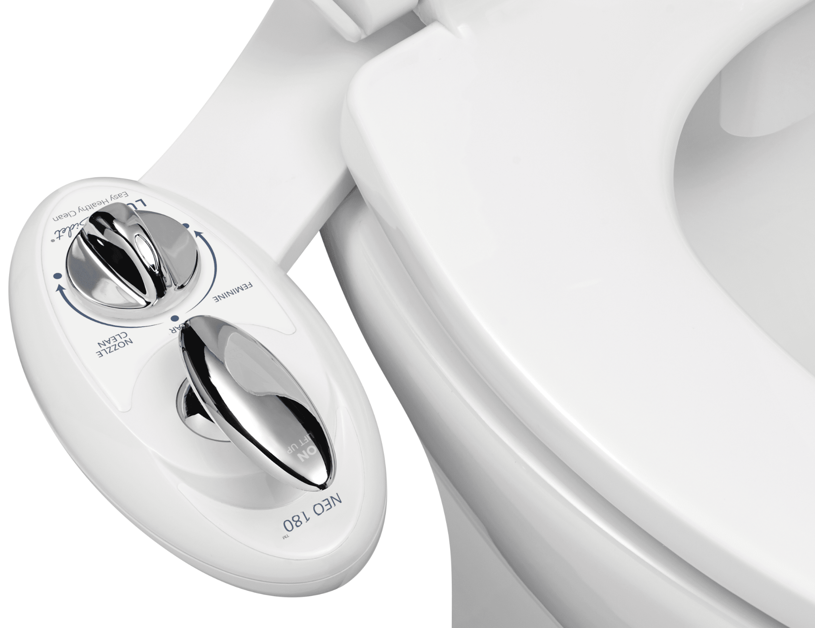 NEO 180 Mechanical Bidet Attachment White - LUXE Bidet: Hygienic Water Spray, Easy Install, Ceramic Core