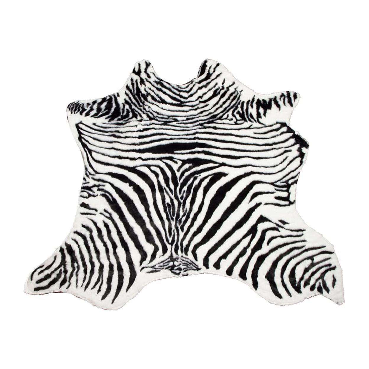 Luxe Denton Zebra Black and White Faux Hide 60" Rug