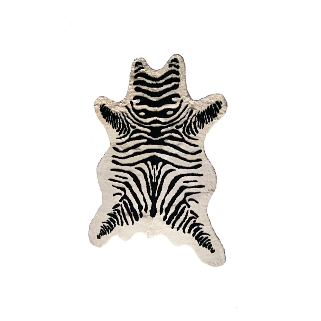Luxe Classic Faux Hide Rug | Denton zebra black on white | 5.25'x7.5'