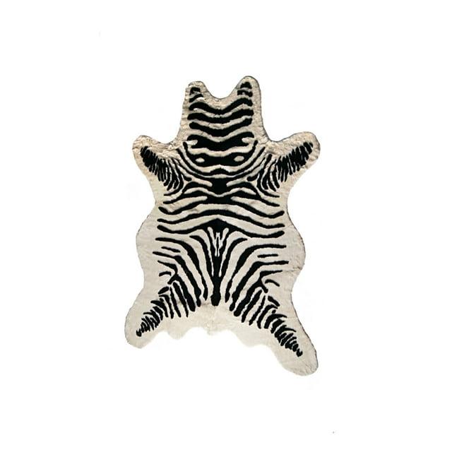 Luxe Classic Faux Hide Rug | Denton zebra black on white | 5.25'x7.5'