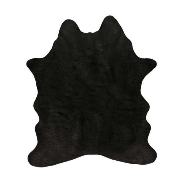 Luxe Classic Faux Hide Rug | Black | 4.25'x'5