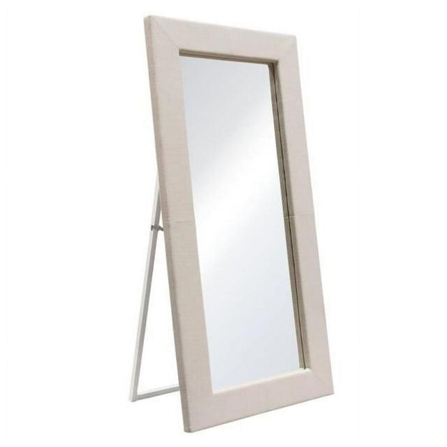 Luxe Free-Standing Mirror with Locking Easel Mechanism in Sand Linen Fabric by Diamond Sofa