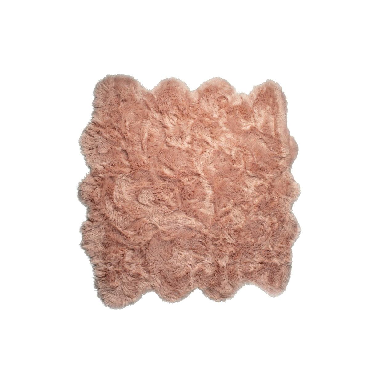 Luxe Gordon Faux Sheepskin Octo Rug 6x6 Natural Ivory 2 Inch Thick
