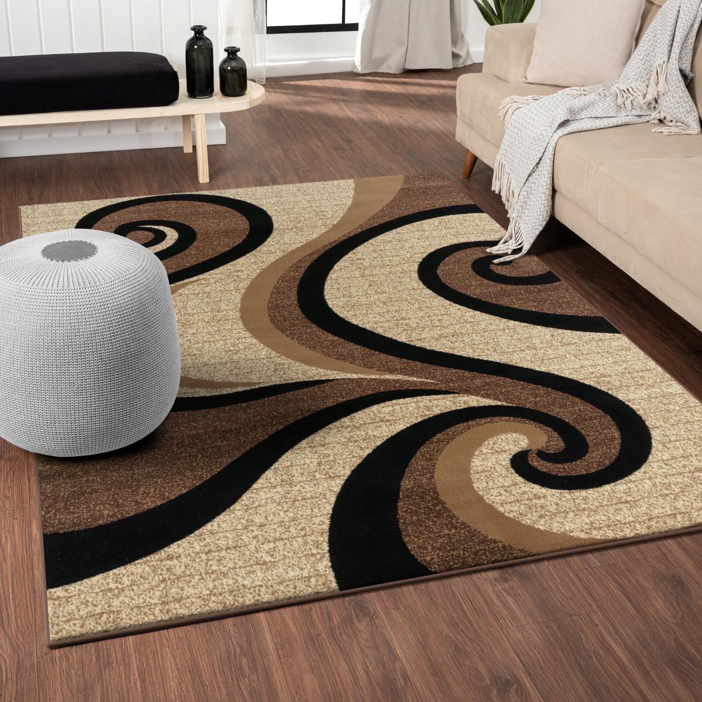 Luxe Weavers Contemporary Abstract Geometric Swirl Area Rug