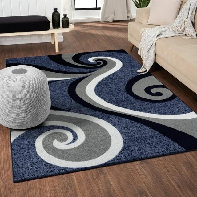 Luxe Weavers Contemporary Abstract Geometric Swirl Area Rug, Blue 5x7