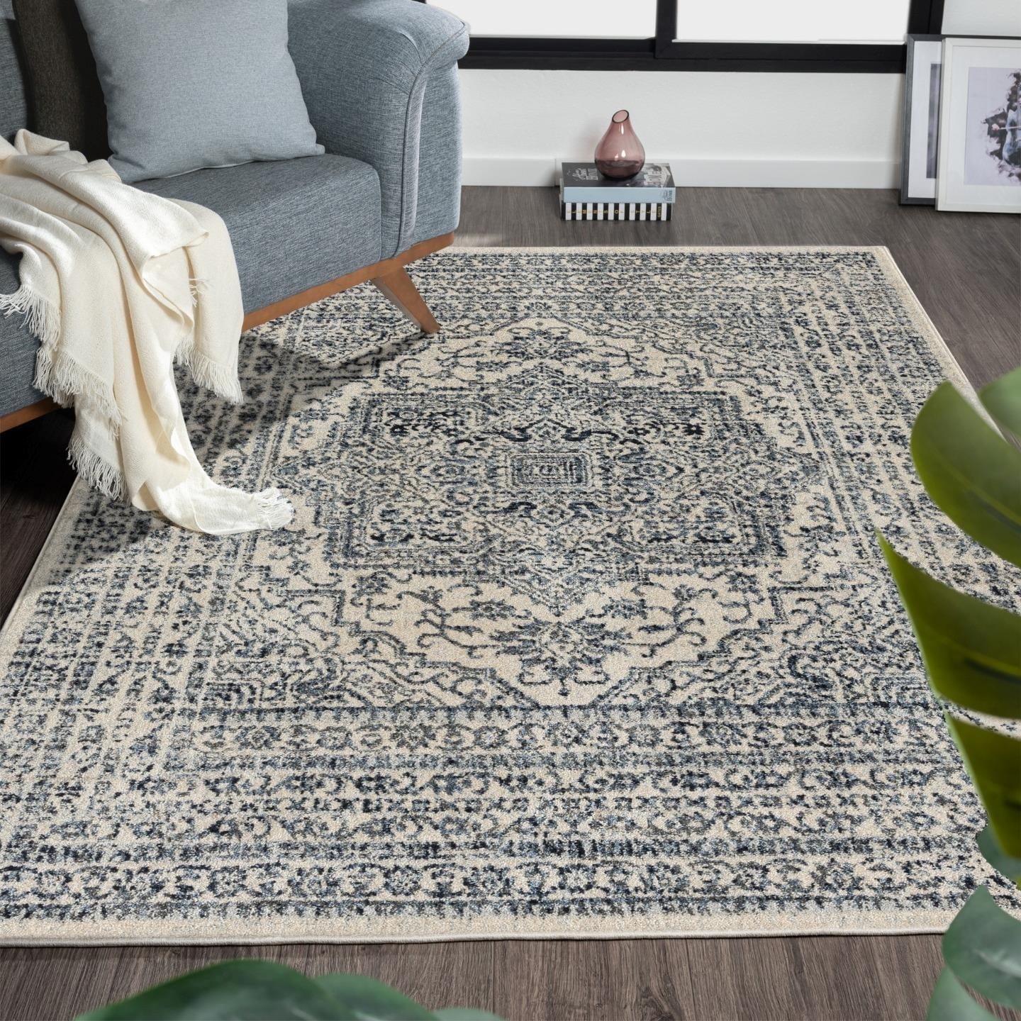 Rectangle Moroccan Machine Woven Polypropylene Area Rug in Ivory