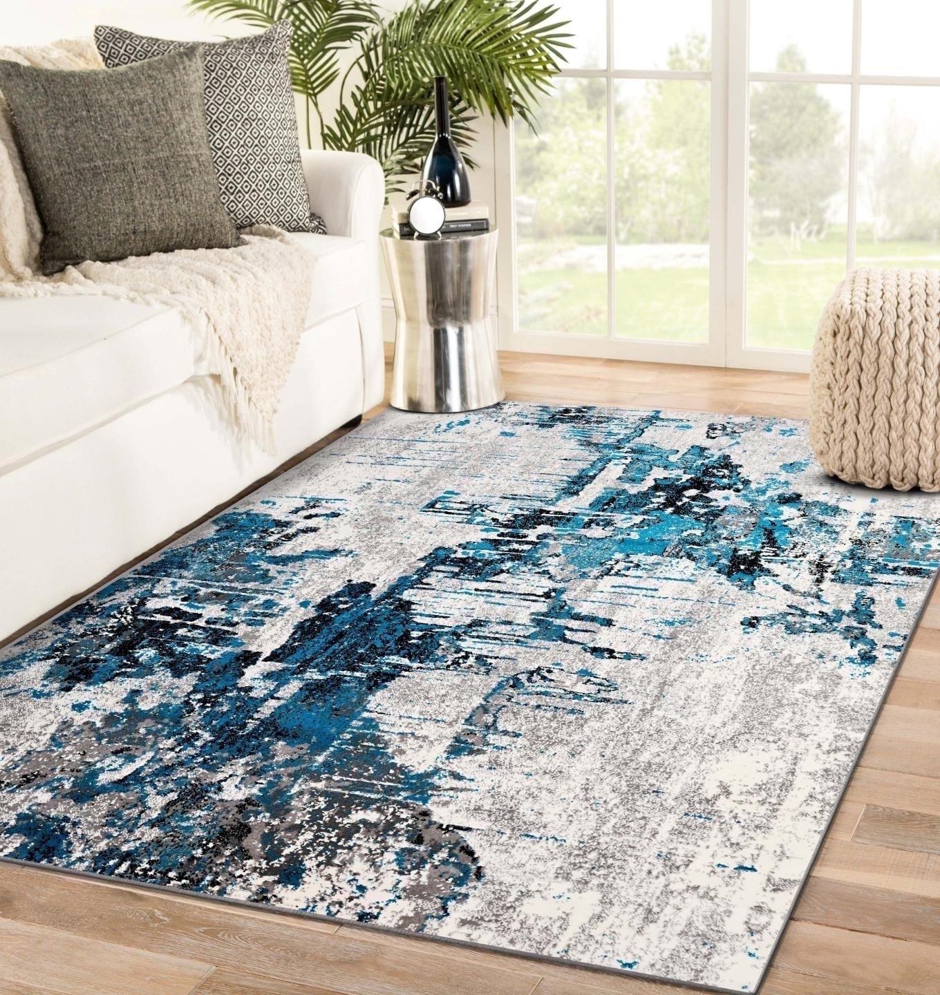 Luxe Weavers Contemporary Abstract Area Rug, Turquoise 5x7