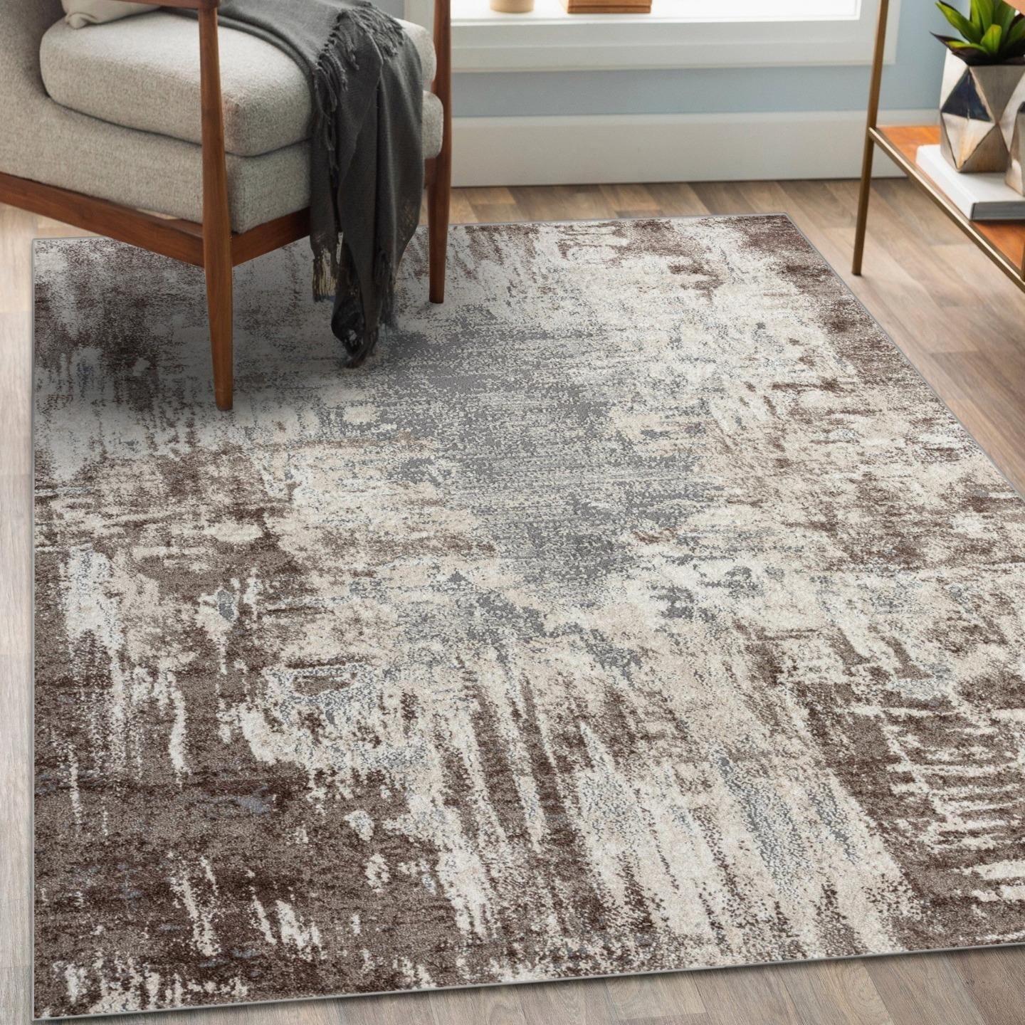 Luxe Weavers Rug 7680 Abstract Persian-Rugs Stain Resistant, Machine-Made, Brown