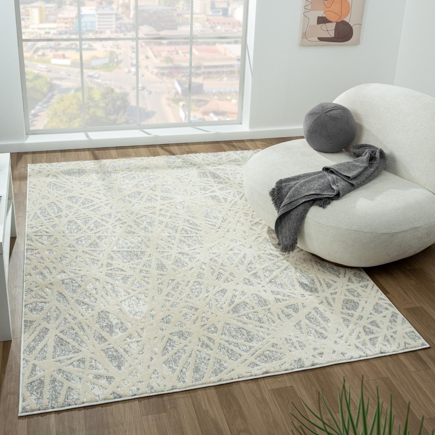 LUXE WEAVERS Geometric Abstract Lines Gray 4x5 Area Rug