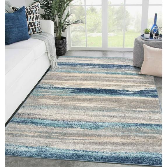 Abstract Blue/Beige/Gray Area Rug