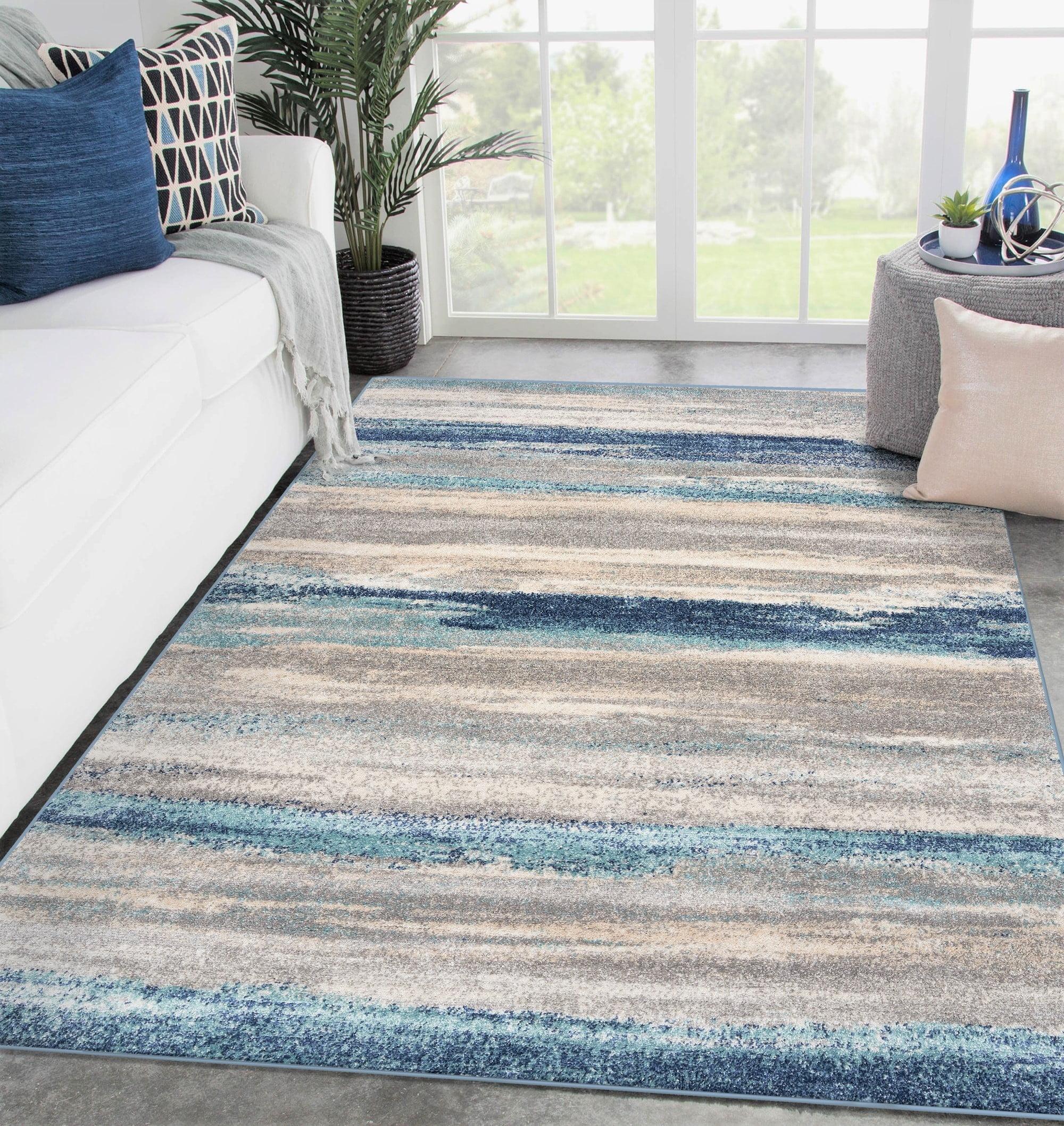 Luxe Weavers Abstract Stripe Blue 9x12 Area Rug