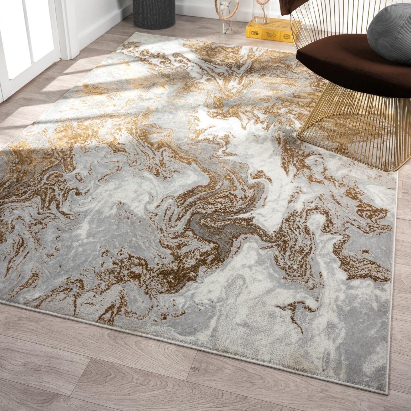 Luxe Weavers Marble Swirl Abstract Area Rug, Gray 4x5