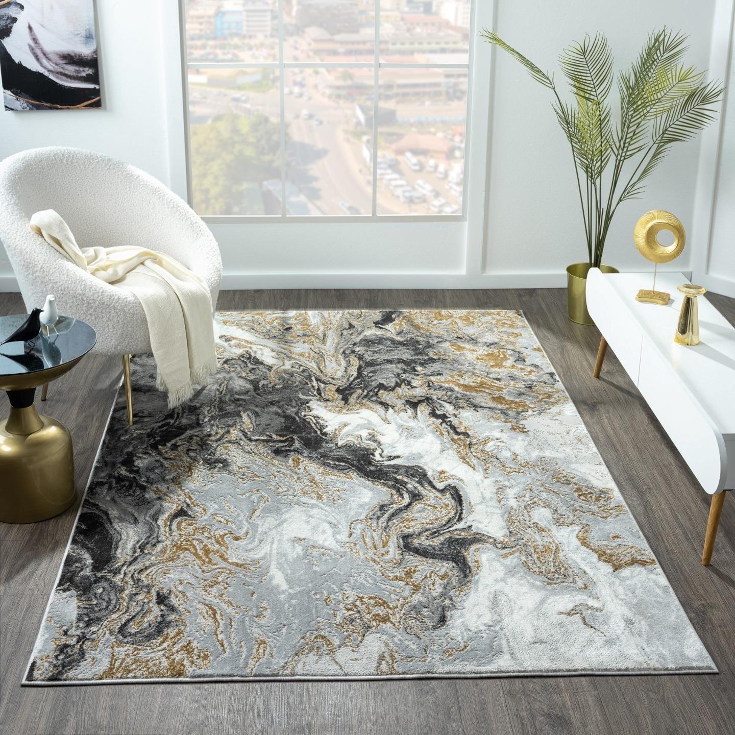 Luxe Weavers Marble Swirl Abstract Area Rug