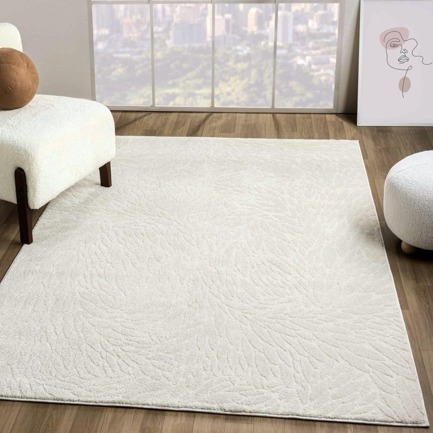 Cream 6' x 9' Synthetic Reversible Area Rug