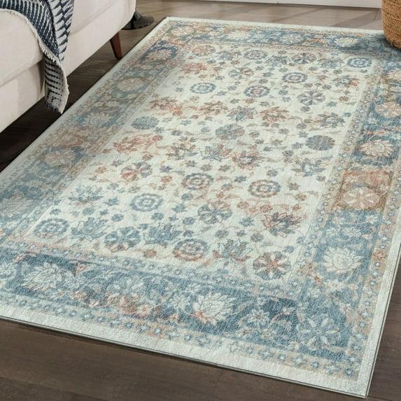 Luxe Weavers Floral Oriental Ivory 5x7 Area Rug