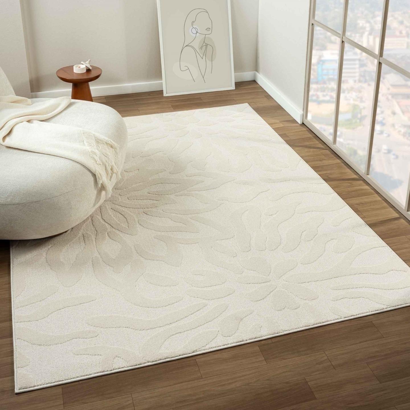 Luxe Weavers Abstract Floral Cream 8x10 Area Rug