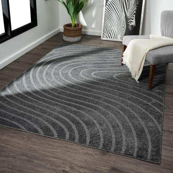Luxe Weavers Modern Geometric Wave Anthracite 8x10 Area Rug
