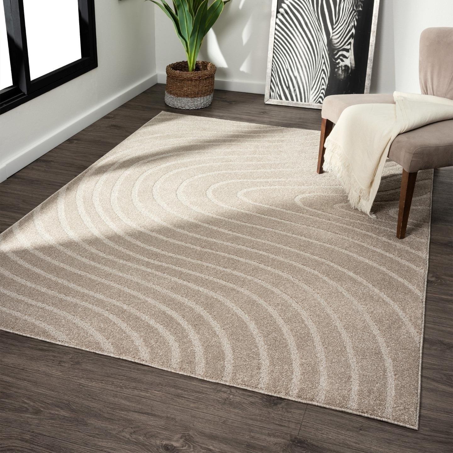 Luxe Weavers Modern Geometric Wave Beige 6x9 Area Rug