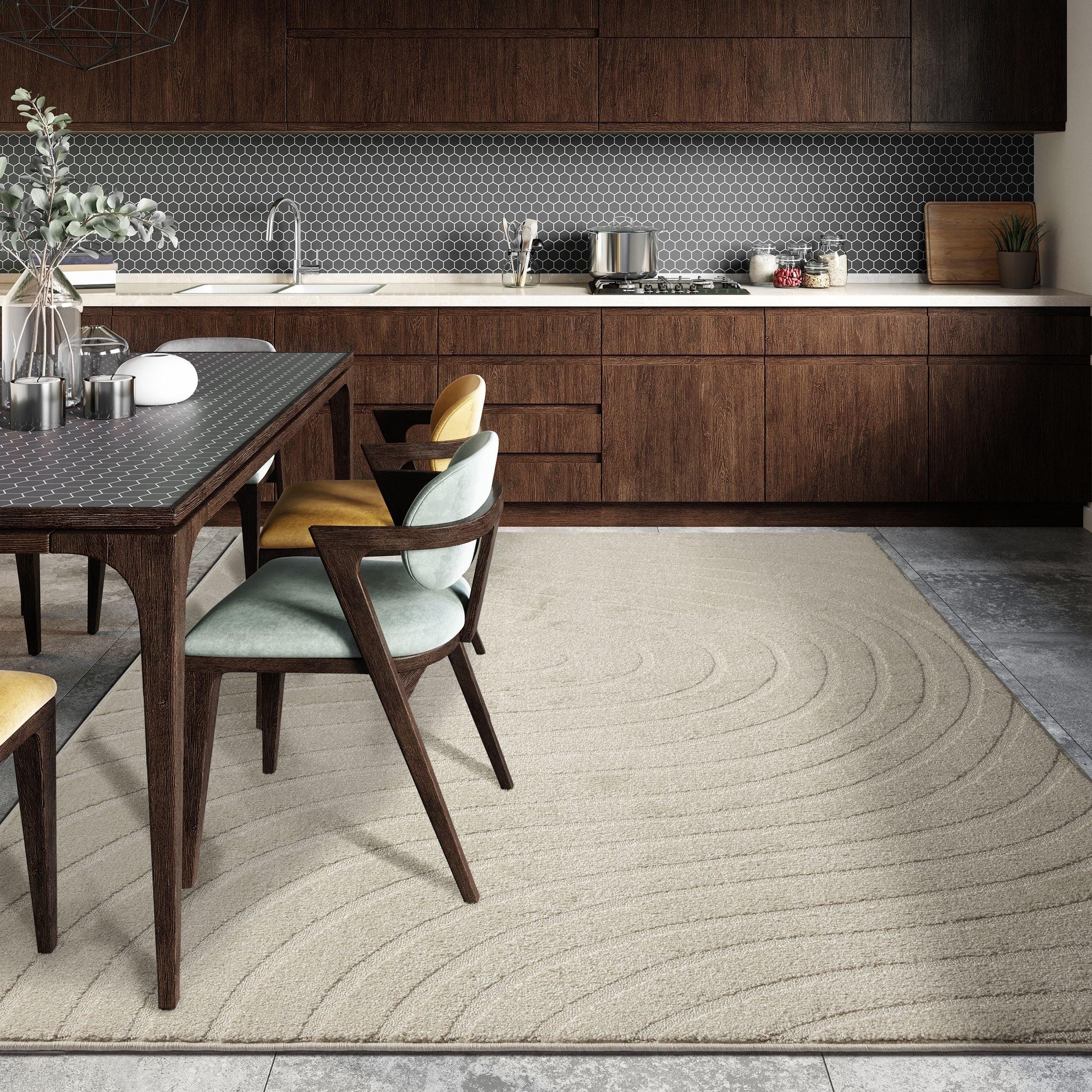 Luxe Weavers Modern Geometric Wave Cream 5x7 Area Rug