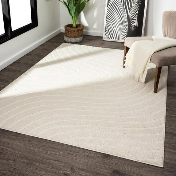 Luxe Weavers Modern Floral Indoor Cream 8x10 Area Rug