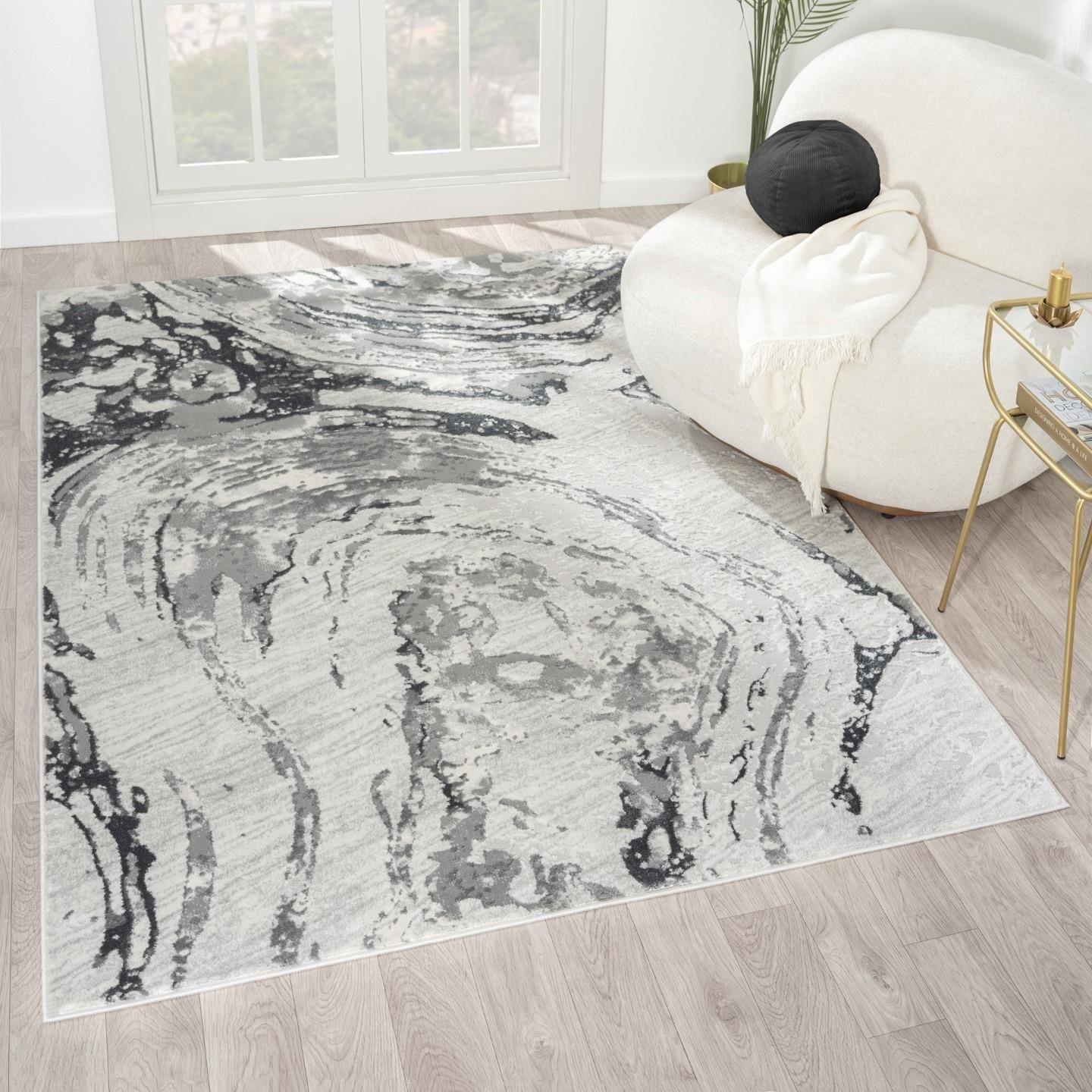 Luxe Weavers Marble Swirl Gray 5x7 Area Rug