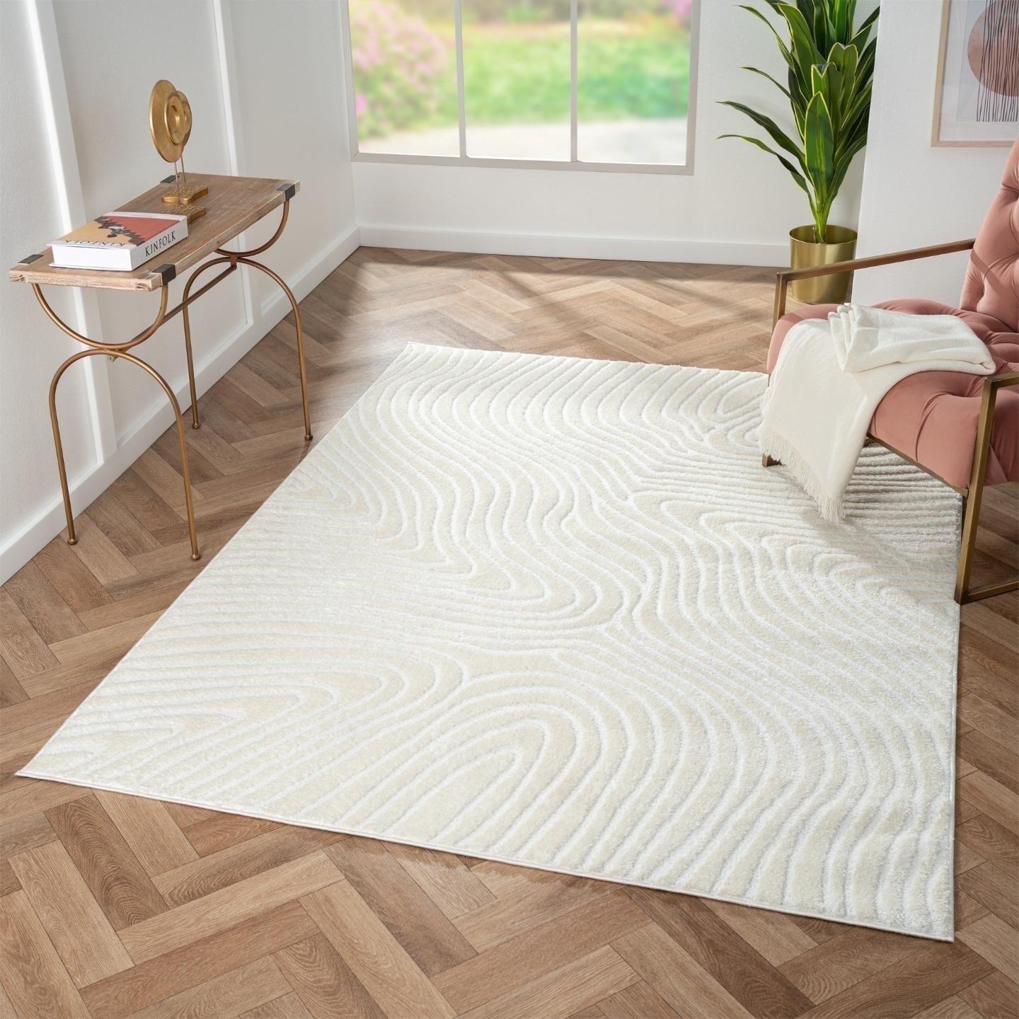 Luxe Weavers Floral Palm Leaf Cream 5x7 Area Rug