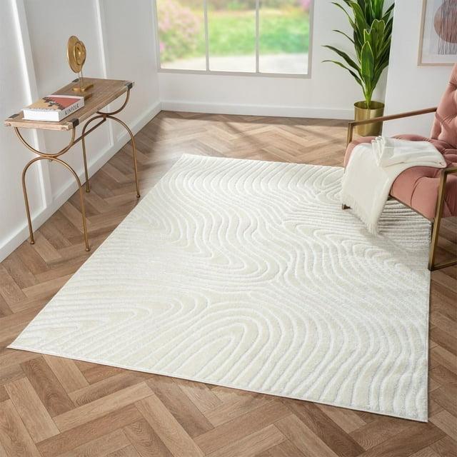 Luxe Weavers Floral Palm Leaf Cream 5x7 Area Rug
