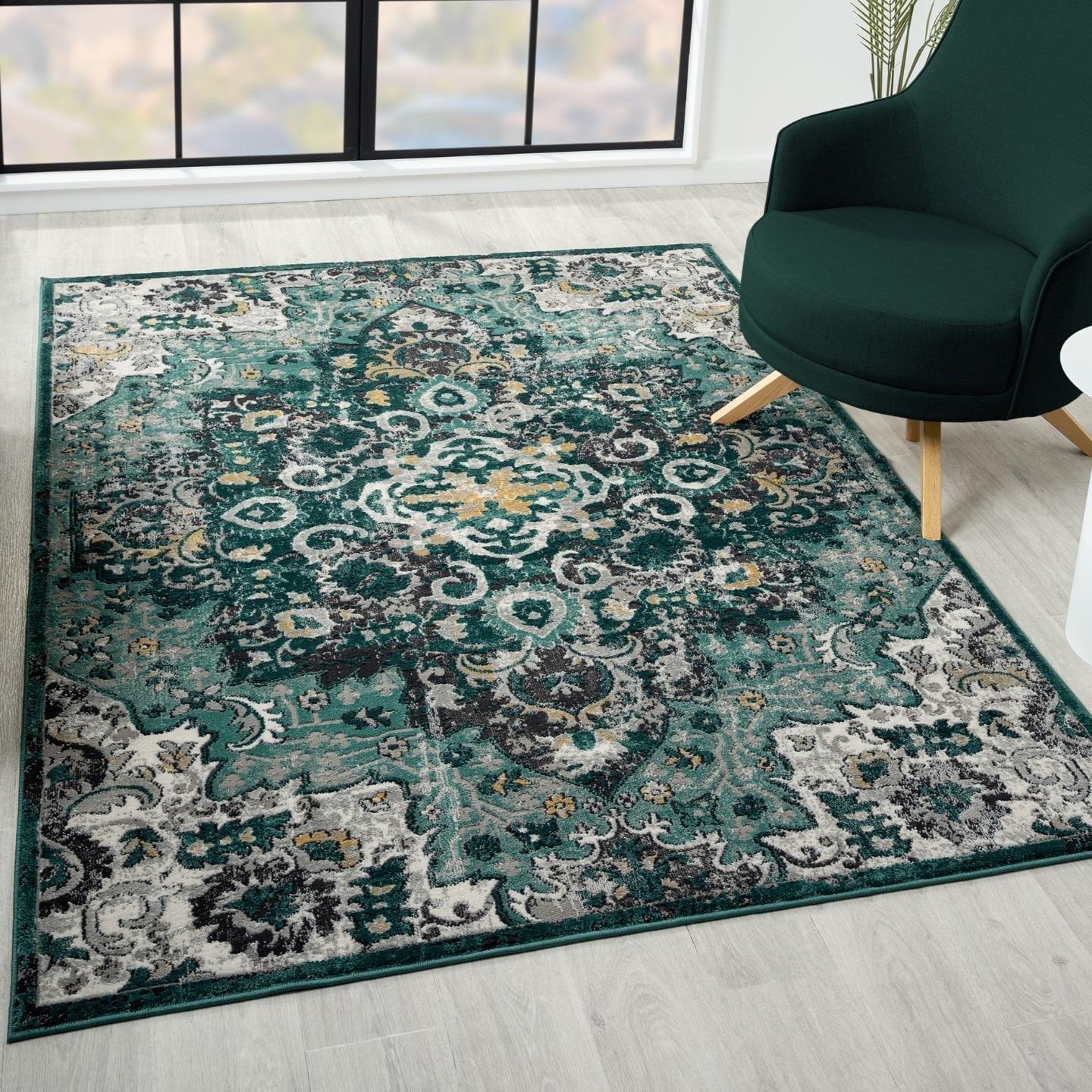 Luxe Weavers Moroccan Medallion Area Rug - Green 6x9