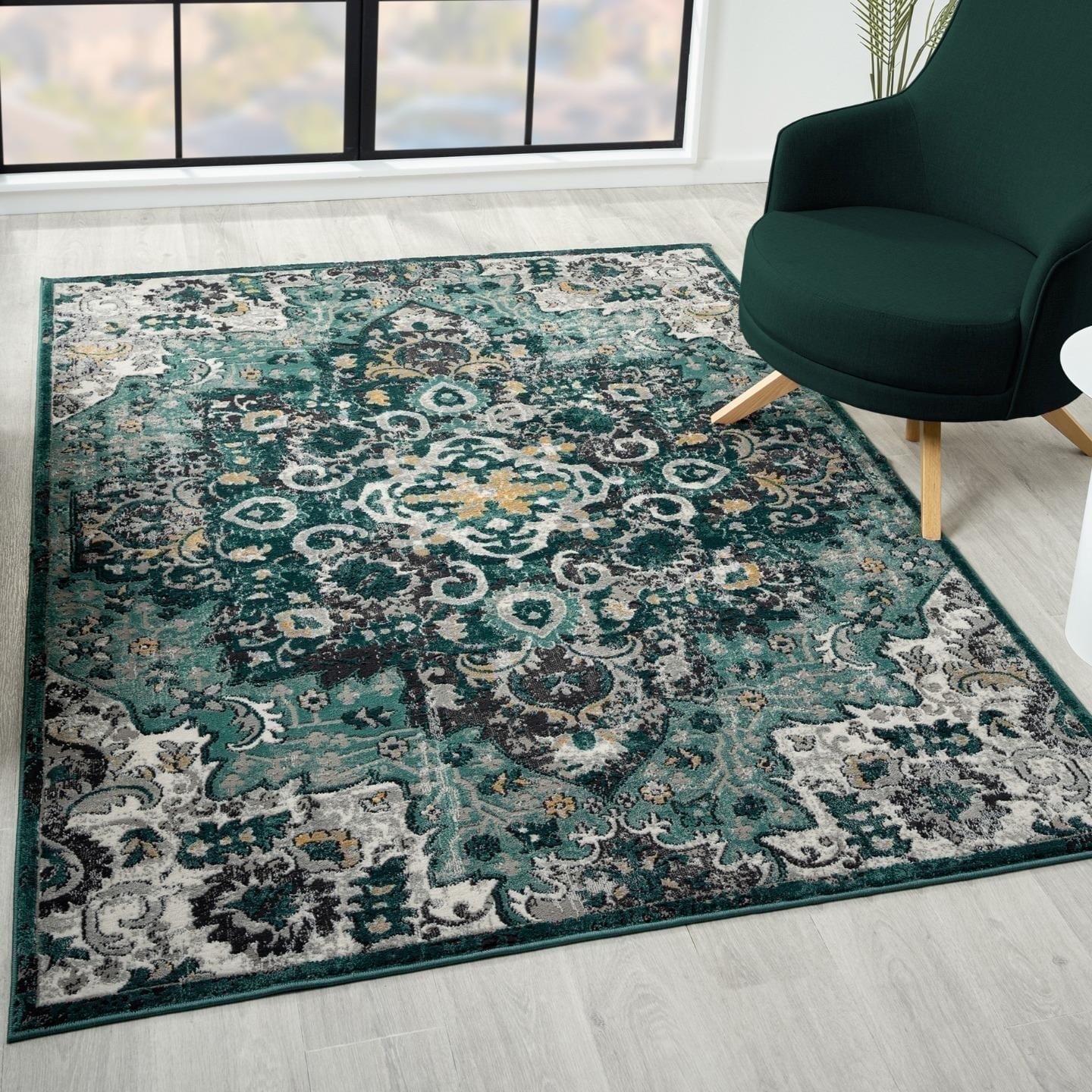 Luxe Weavers Moroccan Medallion Area Rug - Green 6x9