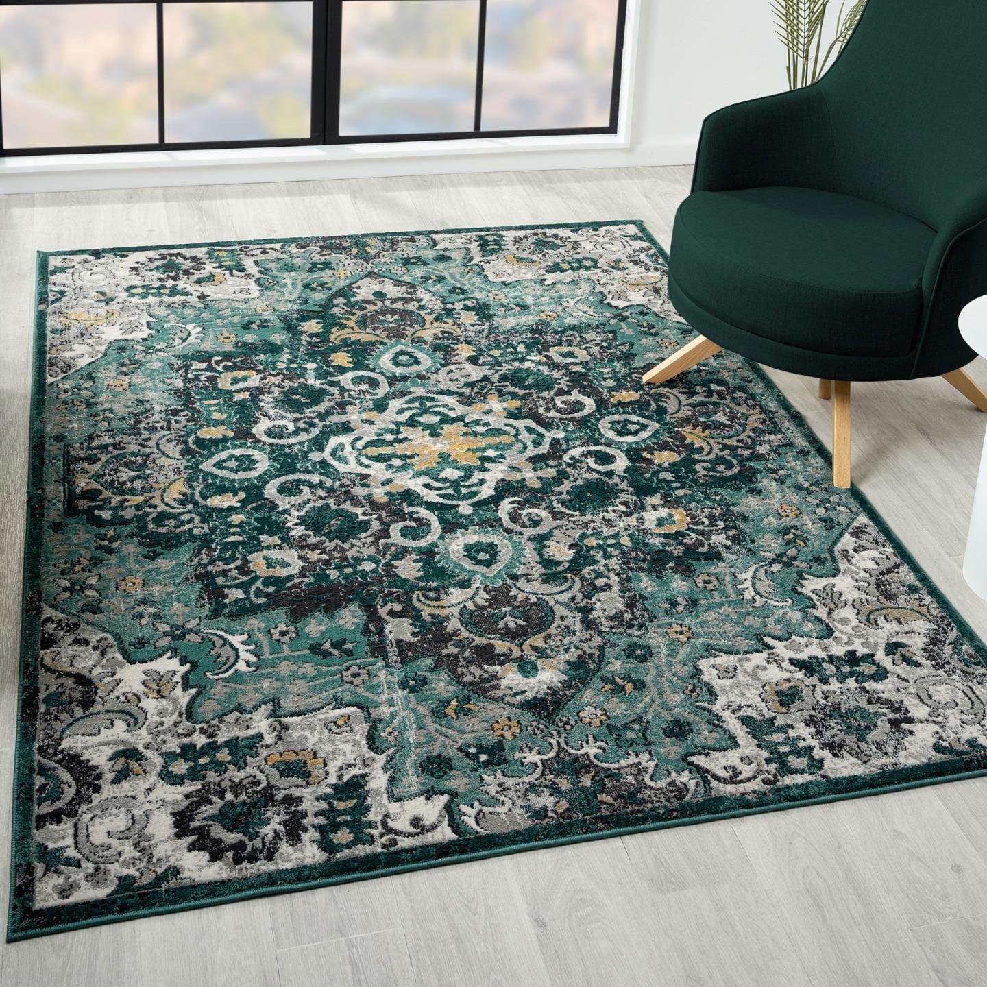Luxe Weavers Moroccan Medallion Area Rug - Green 6x9