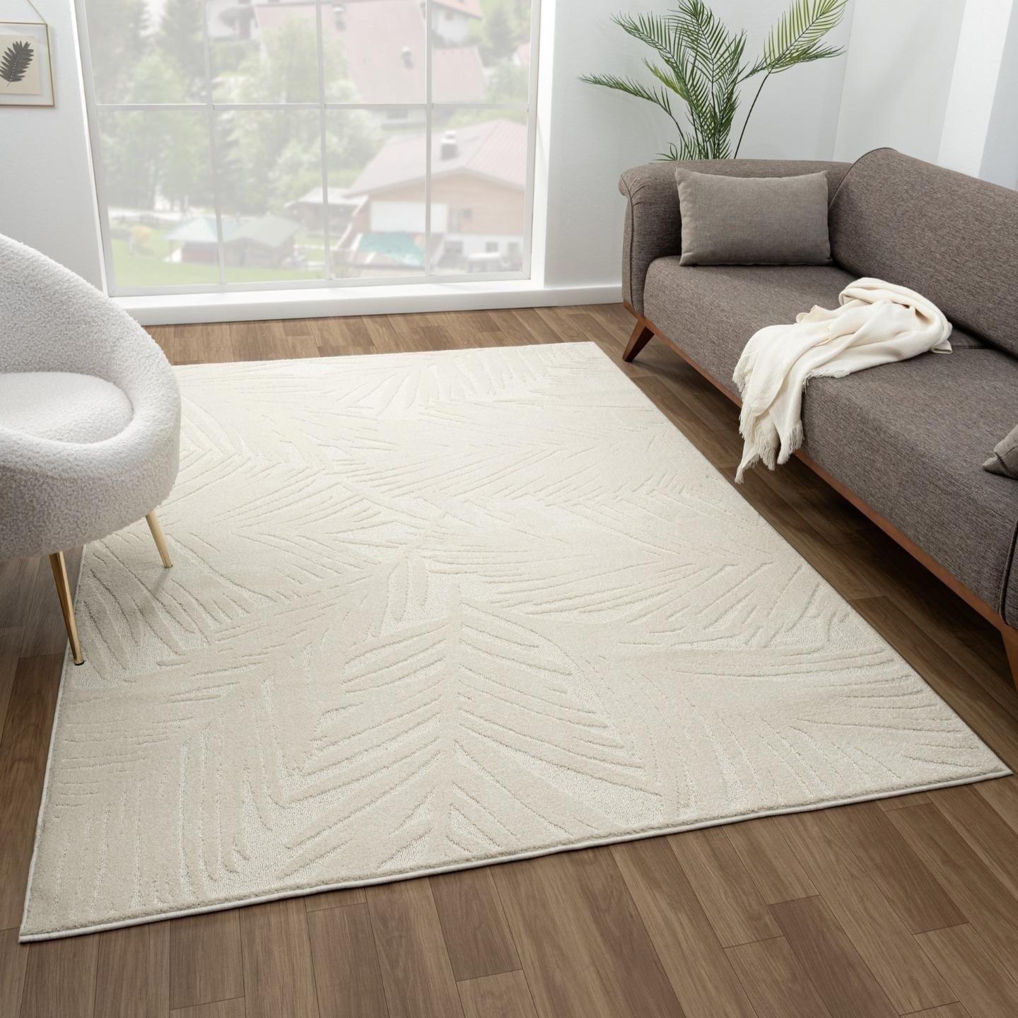 Luxe Weavers Floral Palm Leaf Cream 5x7 Area Rug