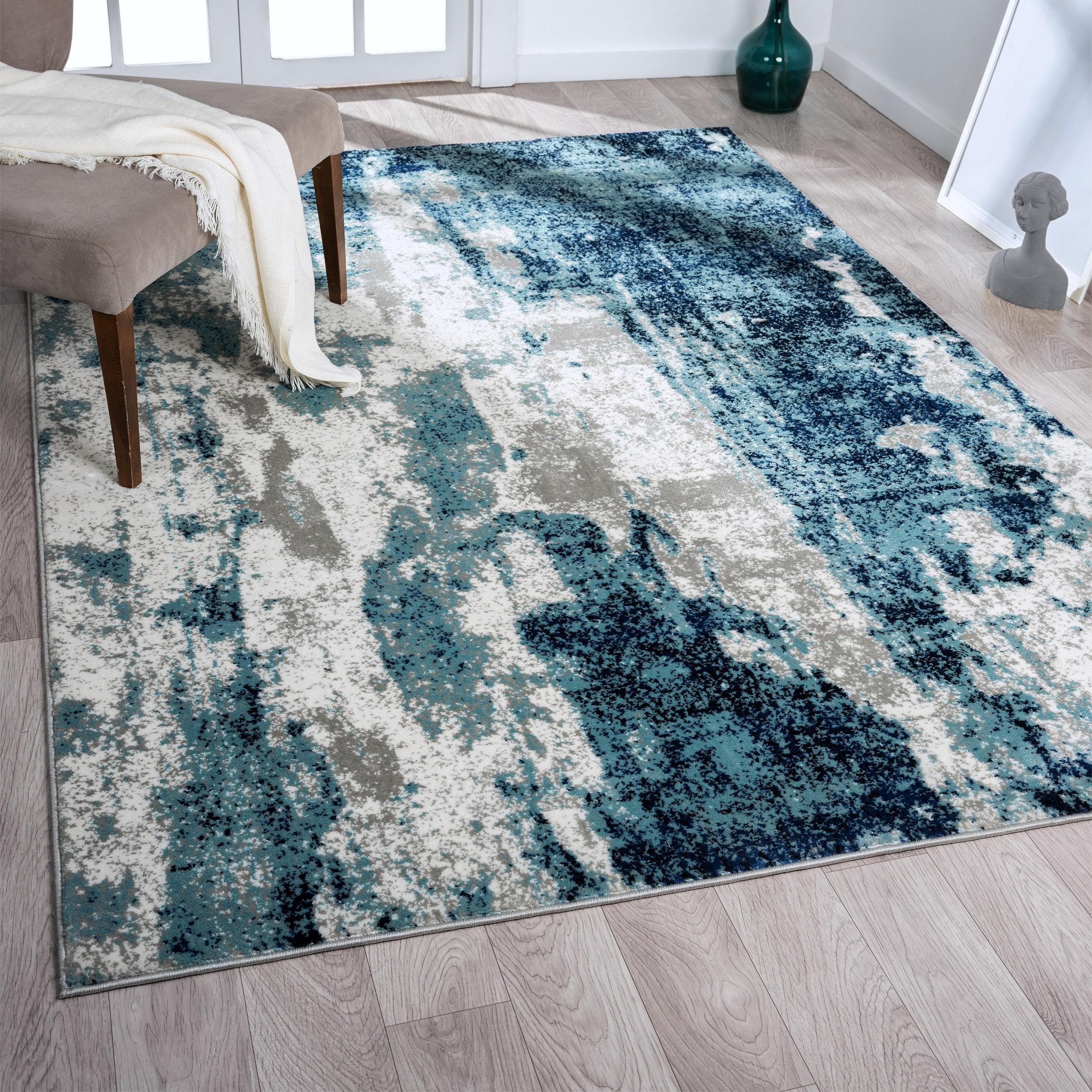 Luxe Weavers Modern Abstract Art Light Blue 4x5 Area Rug