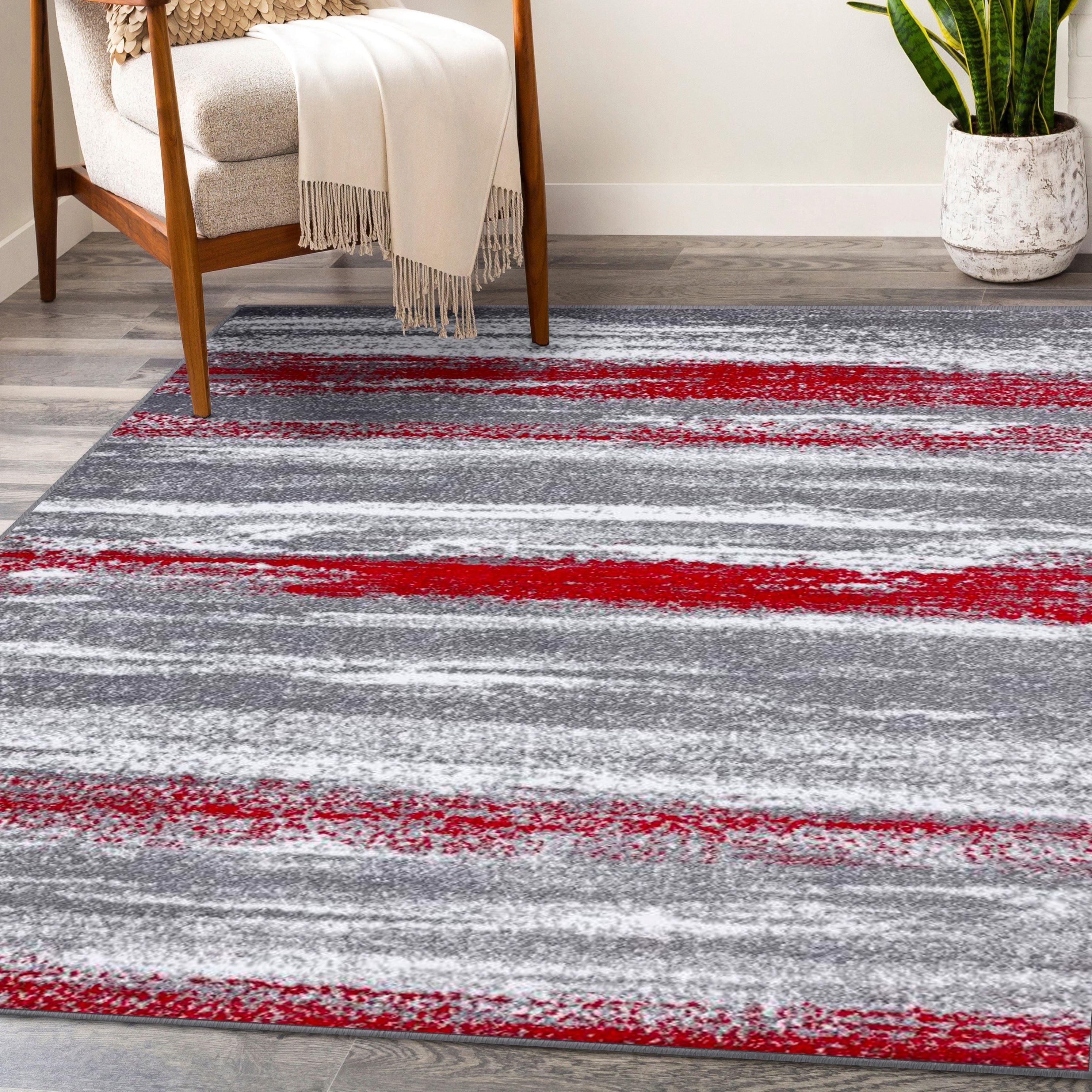 Luxe Weavers Modern Abstract Red 6x9 Area Rug