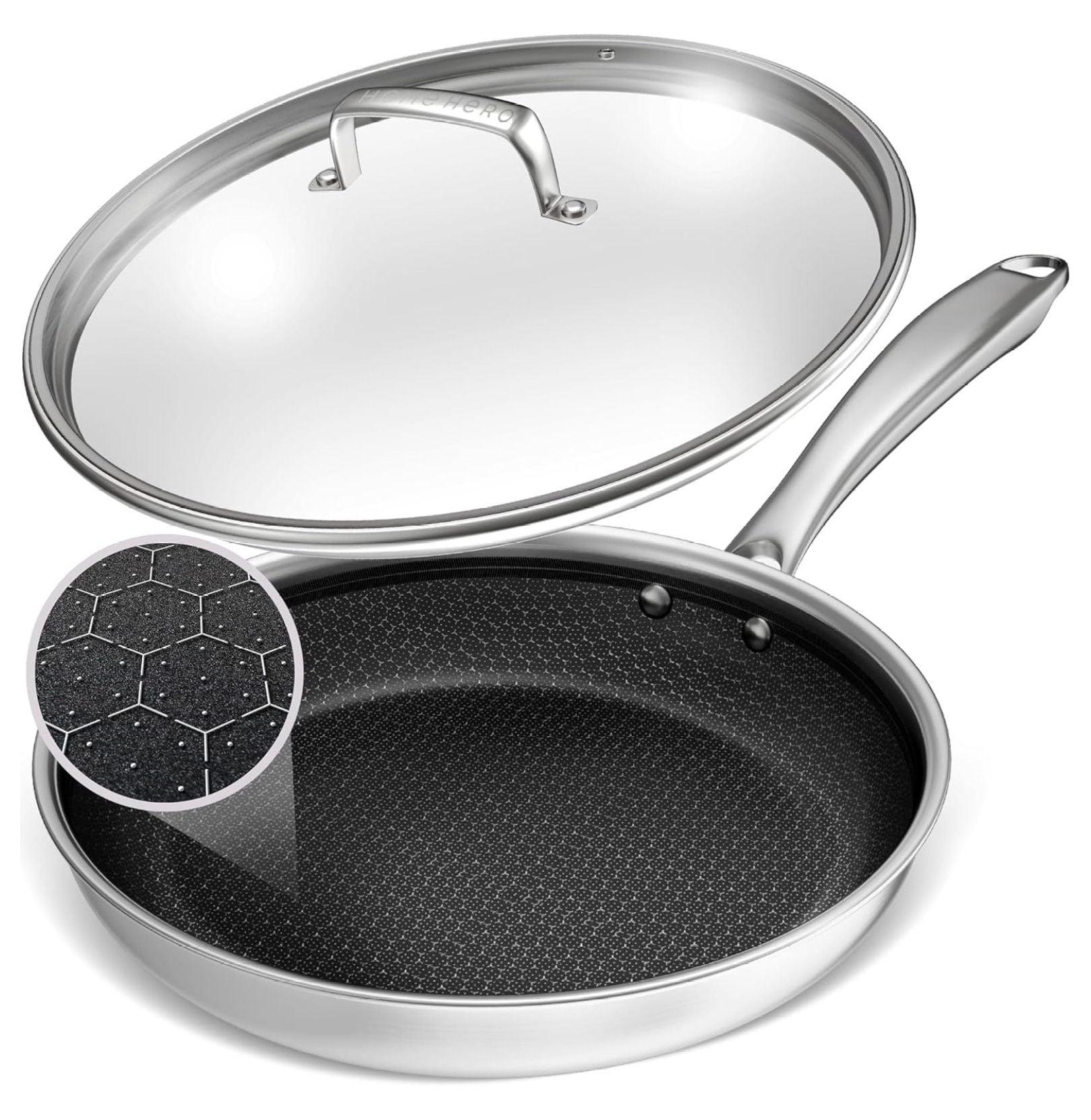 12-Inch Stainless Steel Nonstick Frying Pan with Lid