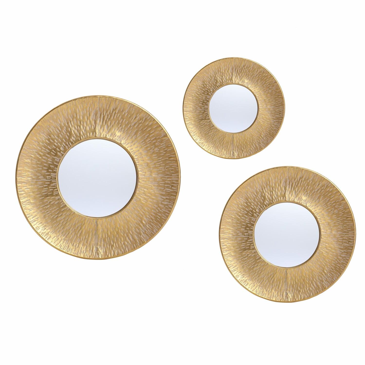 LuxenHome 3-Piece Gold Metal Round Wall Mirror Set