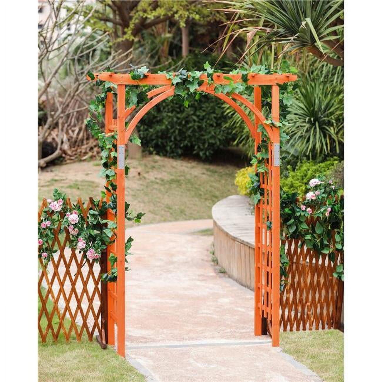 Traditional Brown Fir Wood Garden Arbor with Arch Design